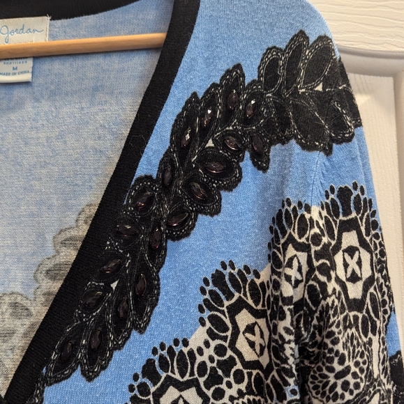 K. Jordan Floral Embellished Button Up Cardigan - Picture 2 of 4